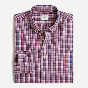NWT J. Crew | Red Plaid Slim Stretch Secret Wash Poplin Button Down Shirt, M